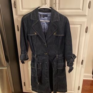 AK jeans Ann Klein denim knee length lines jacket